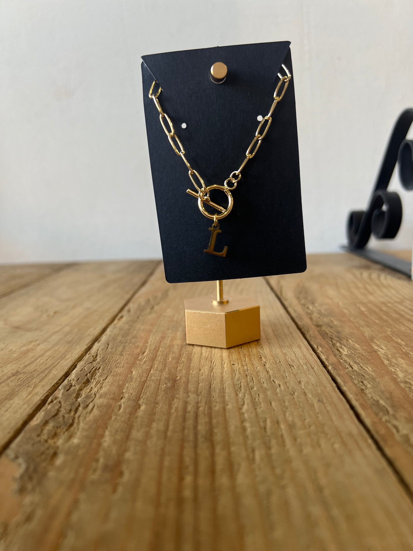 Gold Lock Initial Necklace