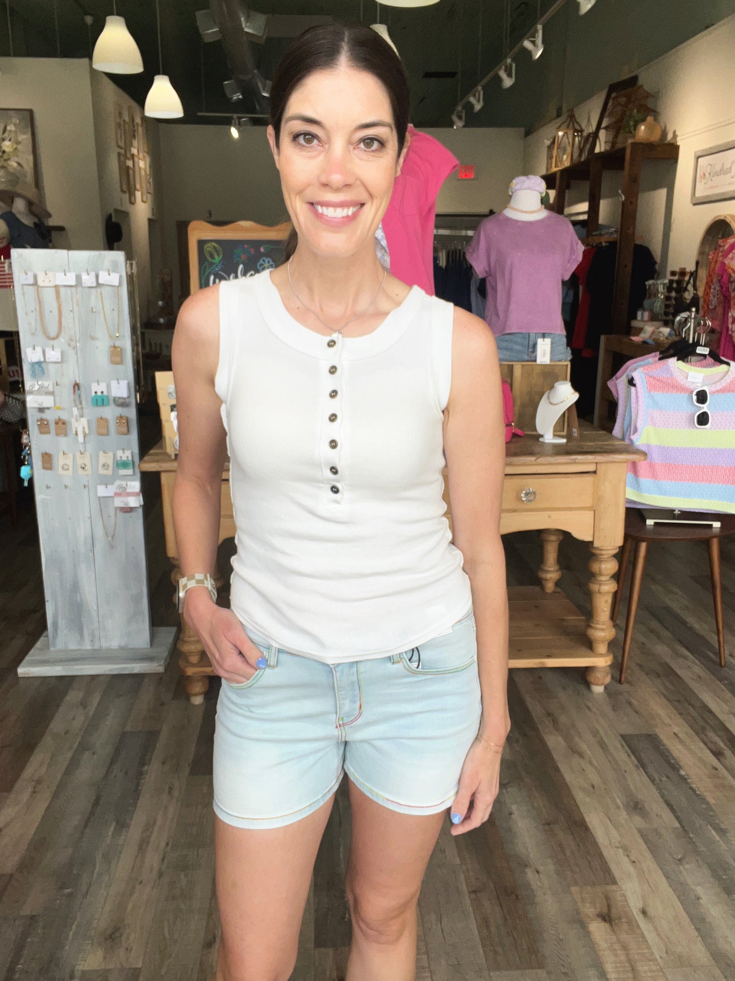 Judy Blue Rainbow Thread Denim Shorts