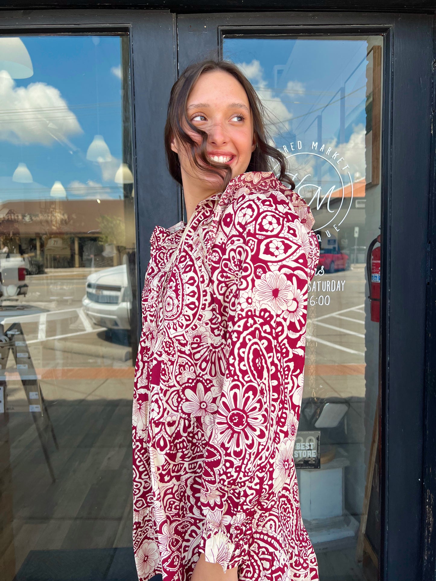 Briar Burgundy Mix Long Sleeve Mini Dress