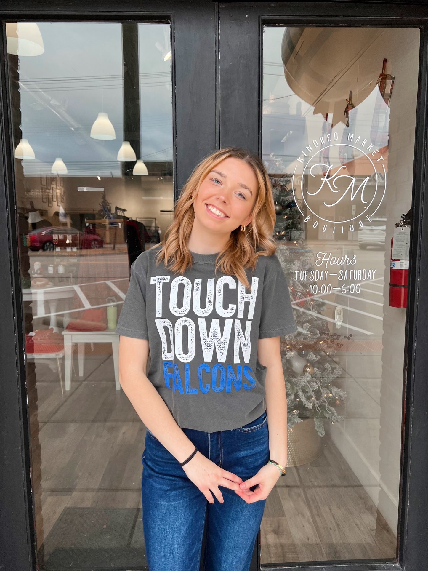 Distressed Touchdown Football Tee Falcons