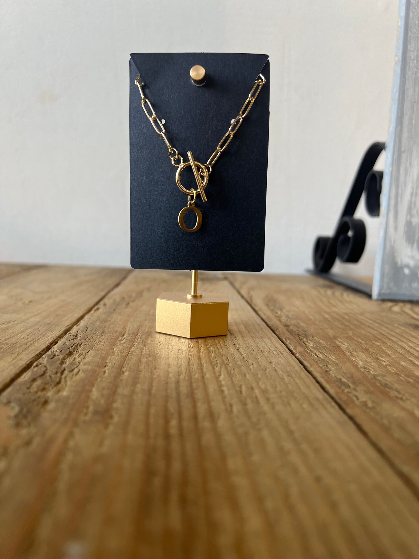 Gold Lock Initial Necklace