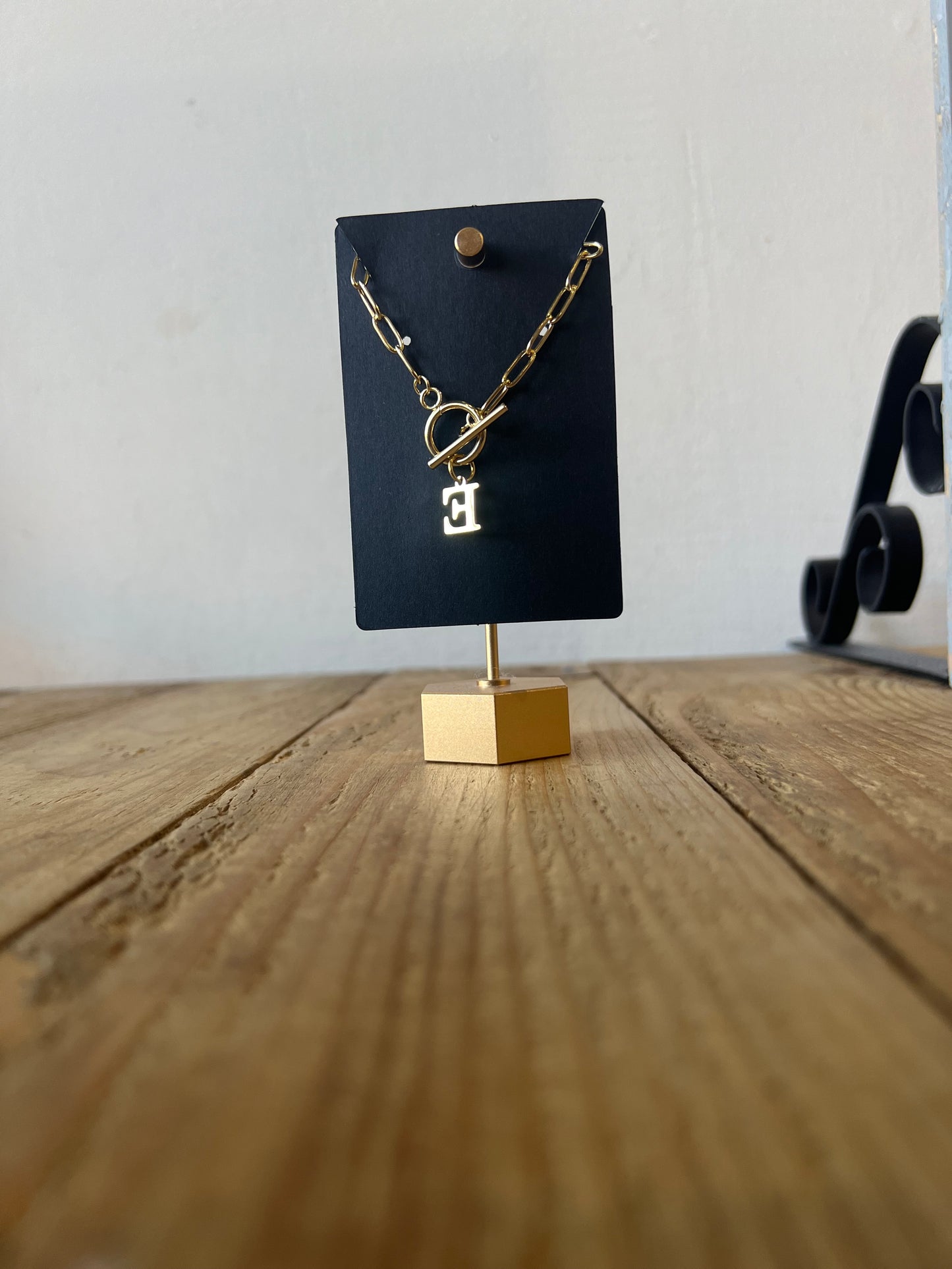 Gold Lock Initial Necklace
