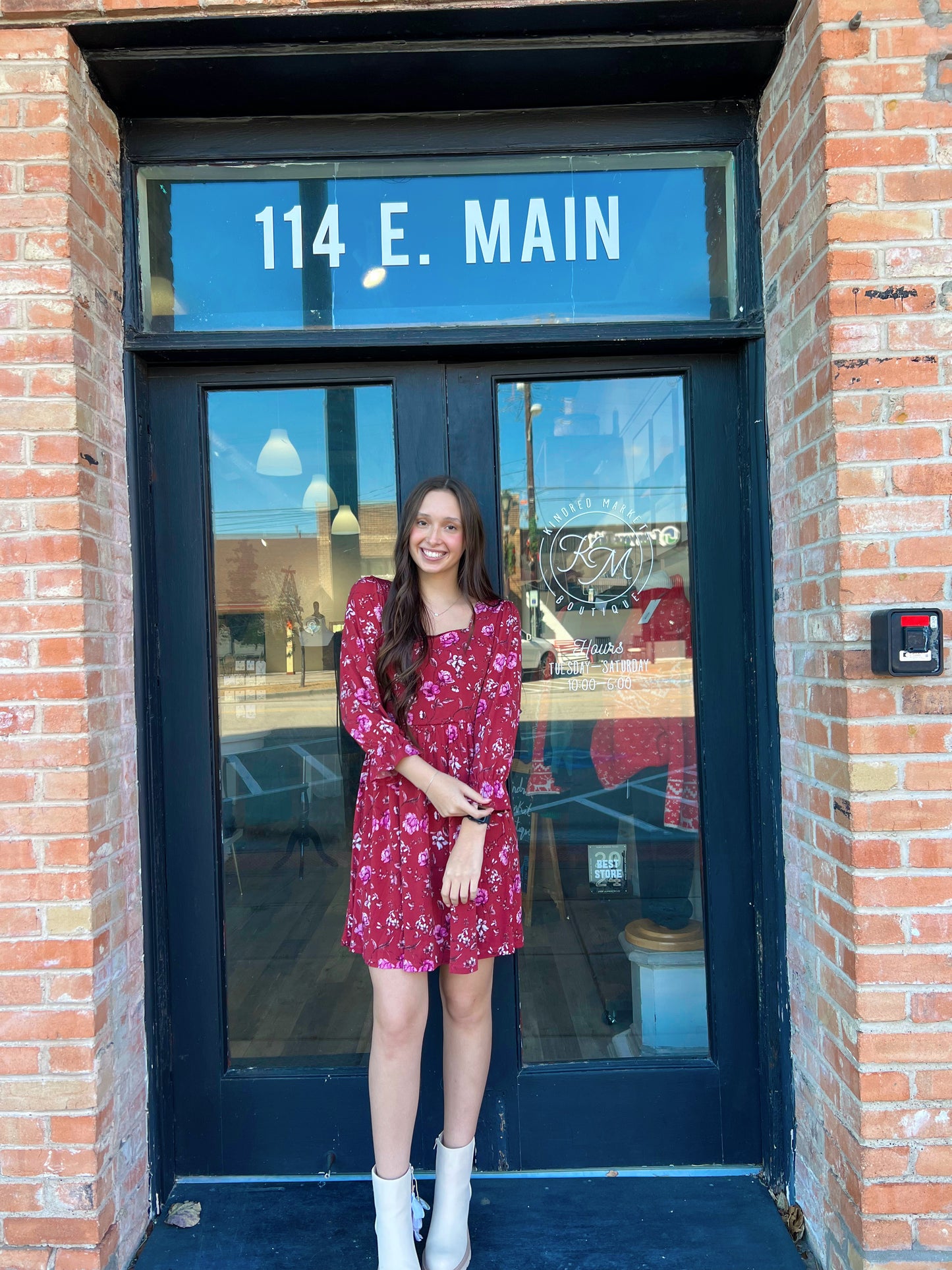 Jenna Burgundy Floral Square Neck Midi Dress