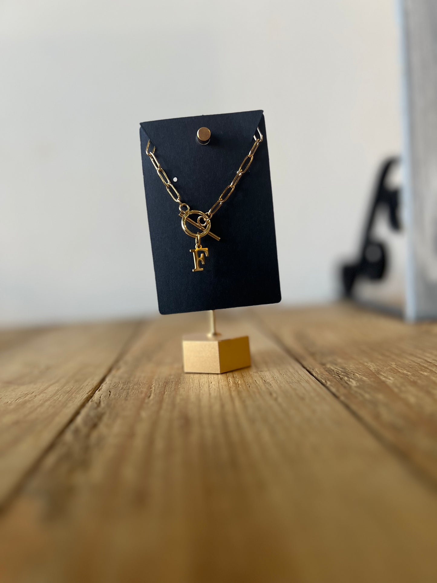 Gold Lock Initial Necklace