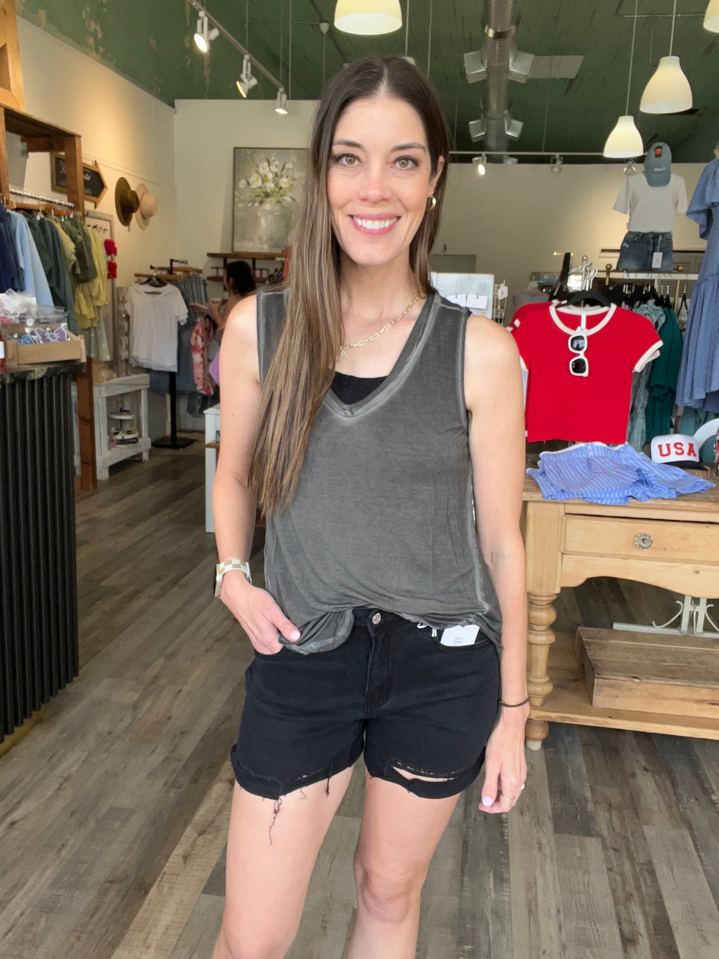 Stacey Ash Black Tank Top