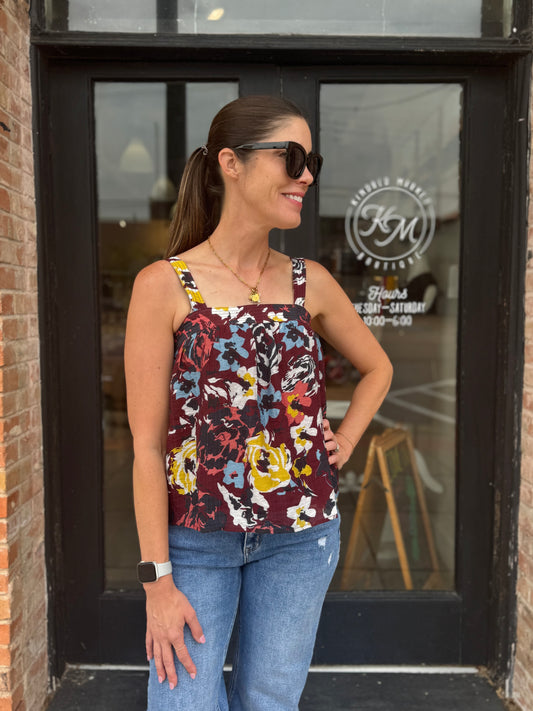 Marceline Burgundy Floral Blouse