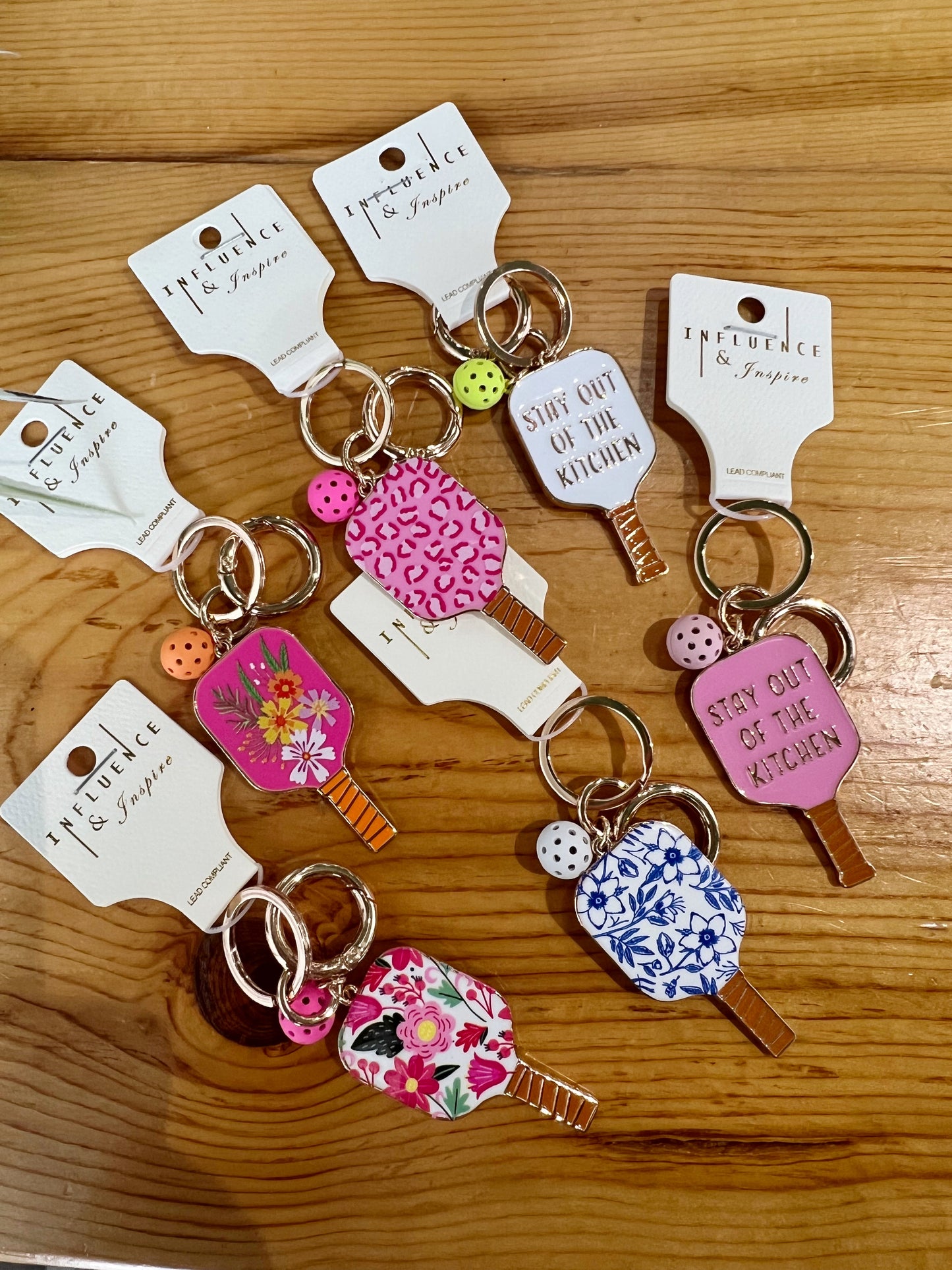 Gold Pickleball Paddle Key Chains