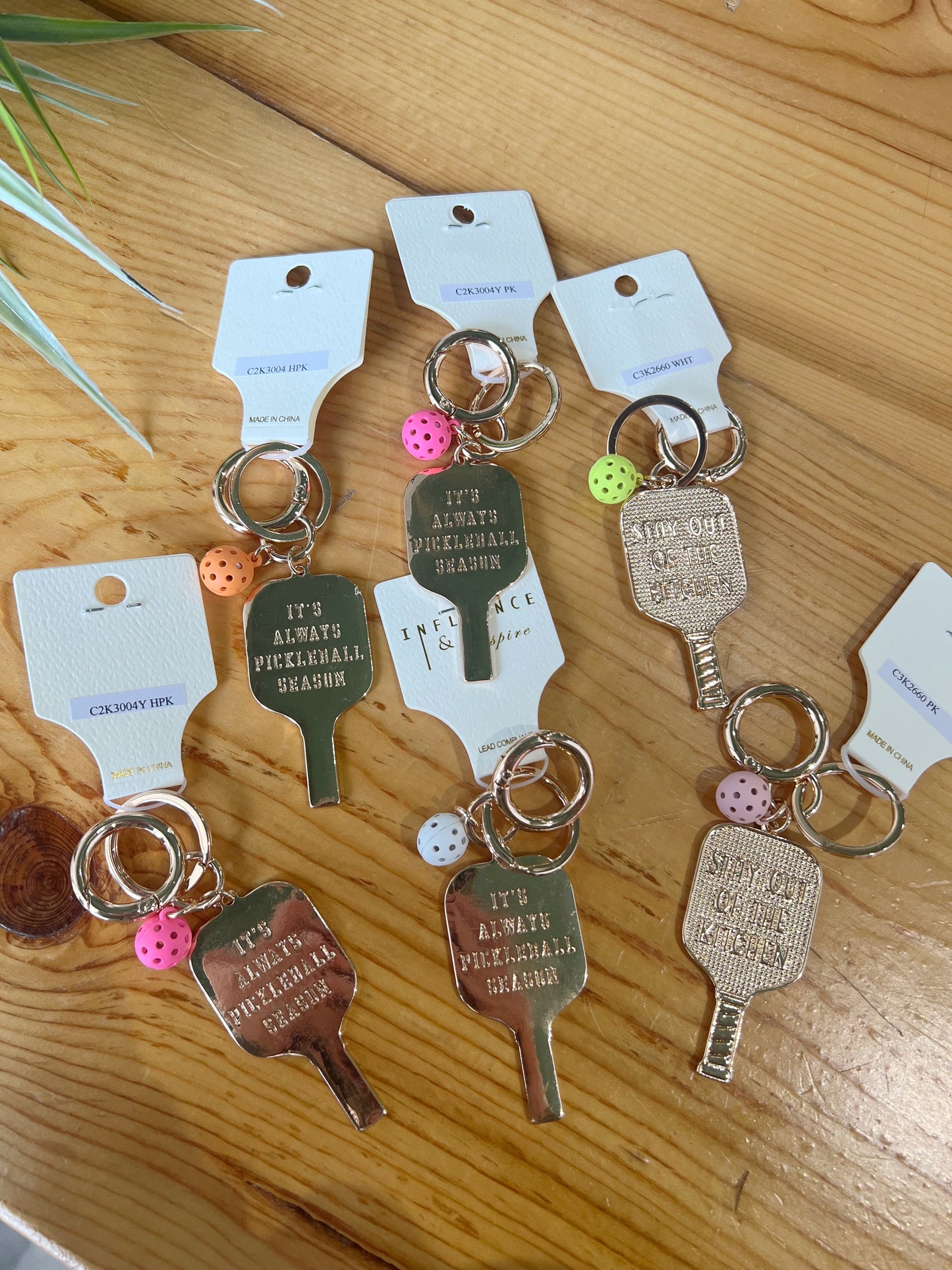 Gold Pickleball Paddle Key Chains