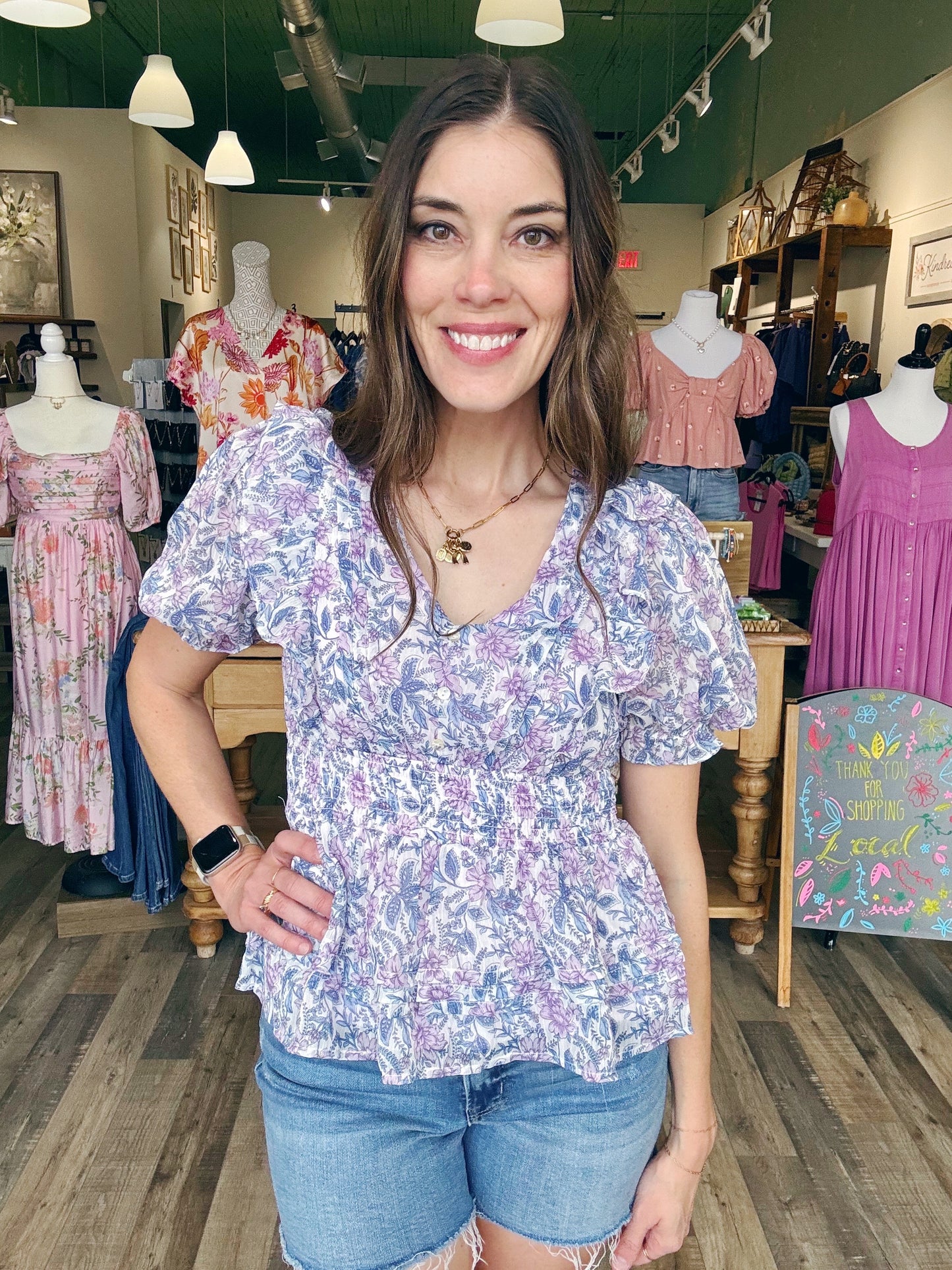 Amelia Floral Pleated Top