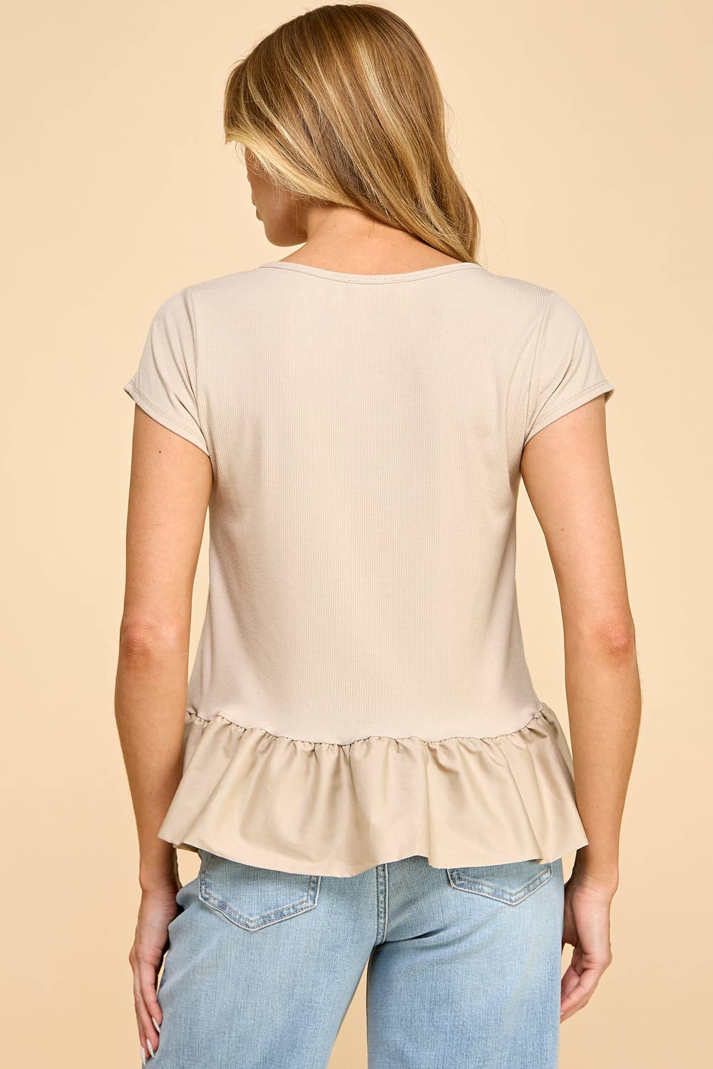 Solid Ribbed Top with Solid Contrast
