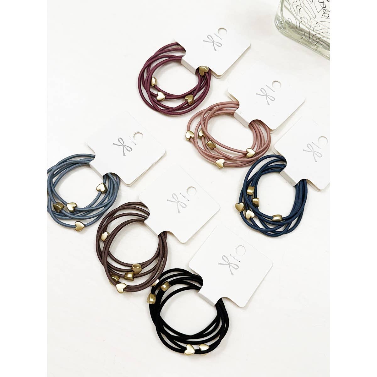 Love and Repeat Heart Beaded Basic Hair Tie Set