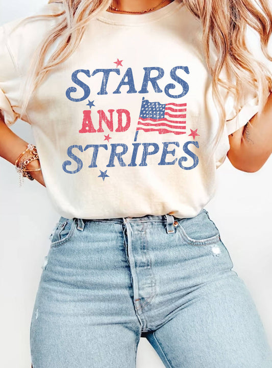 STARS AND STRIPES AMERICA FLAG GRAPHIC TSHIRTS