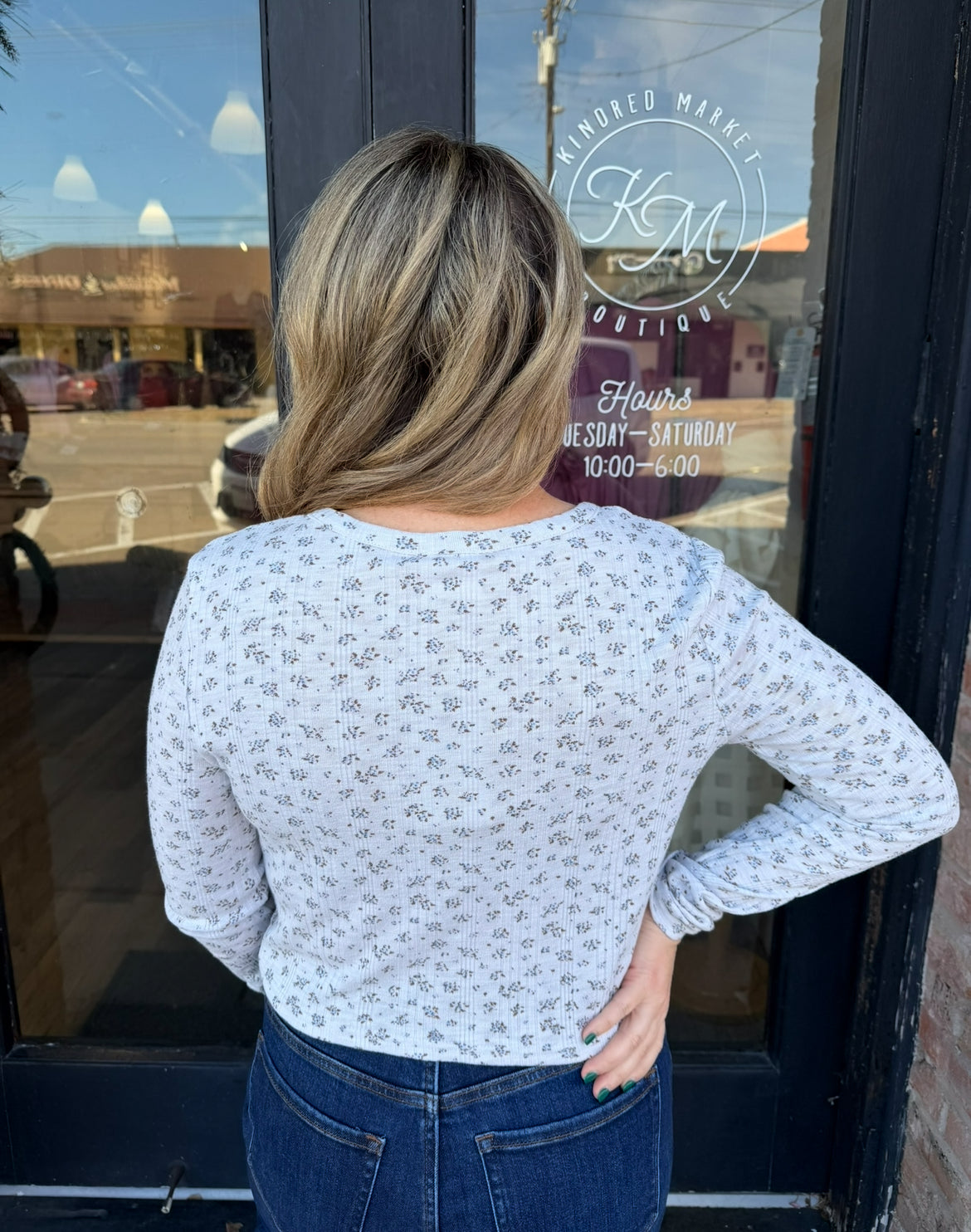 -Printed Button Down Knit Cardigan Top