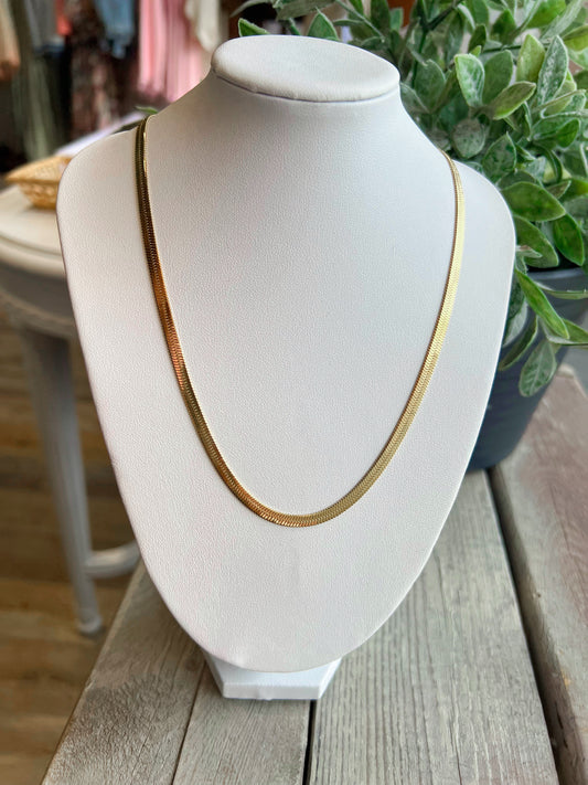 Gold Plated Herringbone Chain Necklace