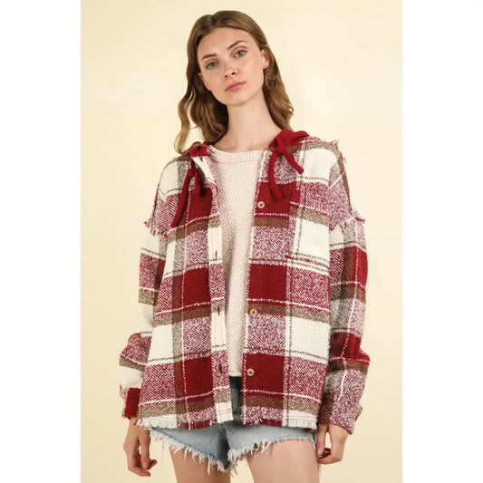 Iris Red Hooded Flannel