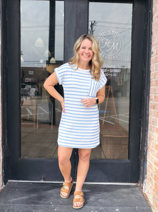Kiana Blue Stripe Shirt Dress