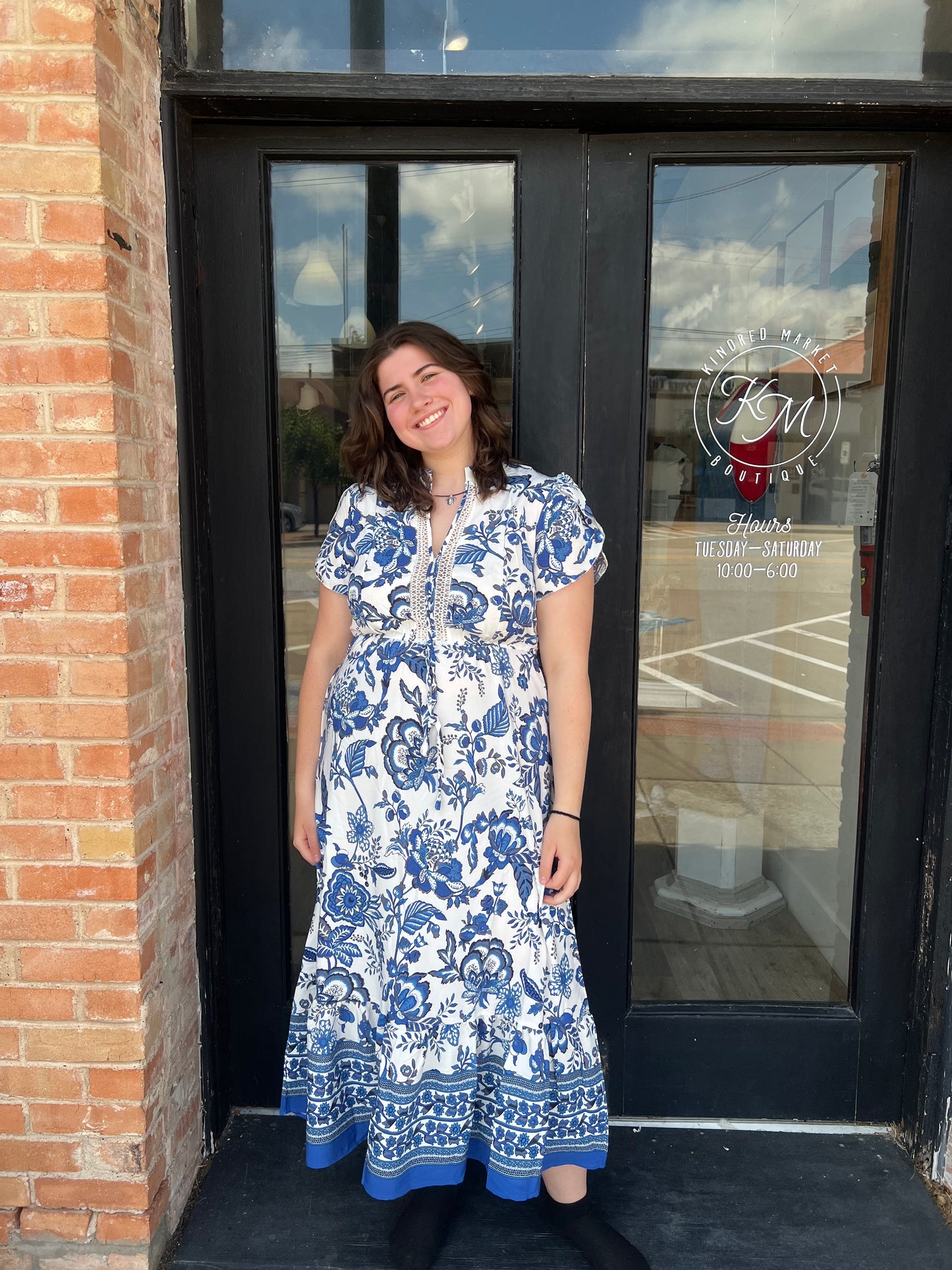 ETHNIC STYLE V-NECK SHORT SLEEVED MAXI DRESS