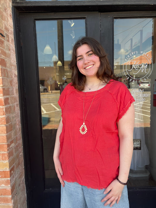 Addison Coral Stitched Blouse