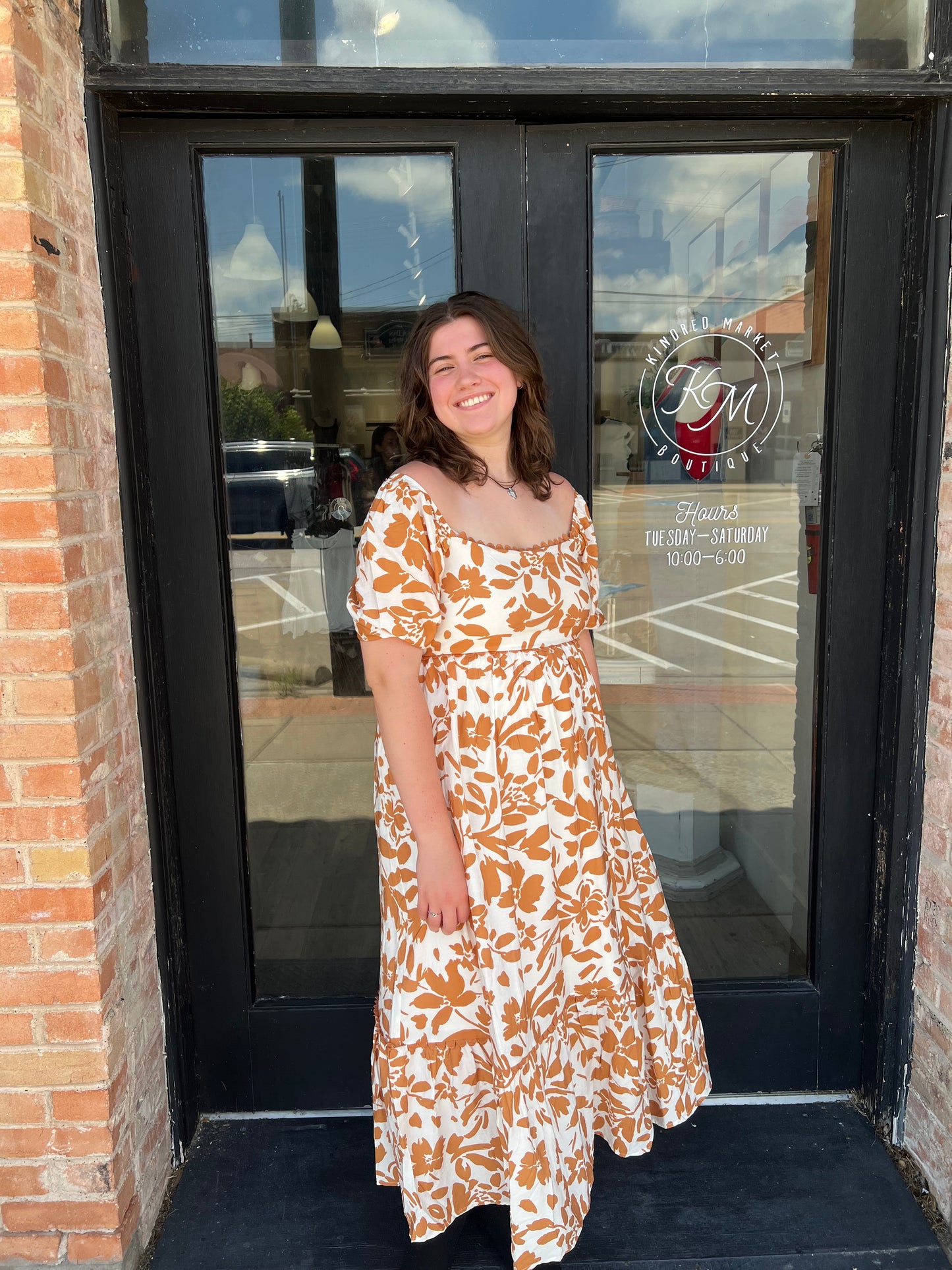 Vicky Plus Burnt Orange  Floral Plus Dress