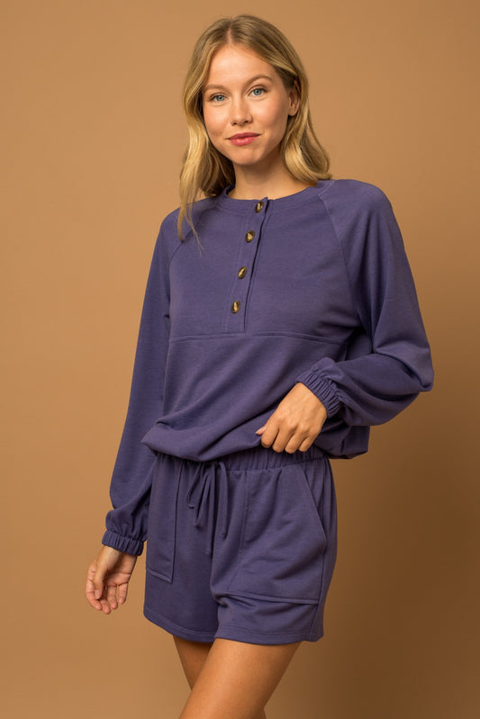 Paige Grape Long Sleeve Button Down Top