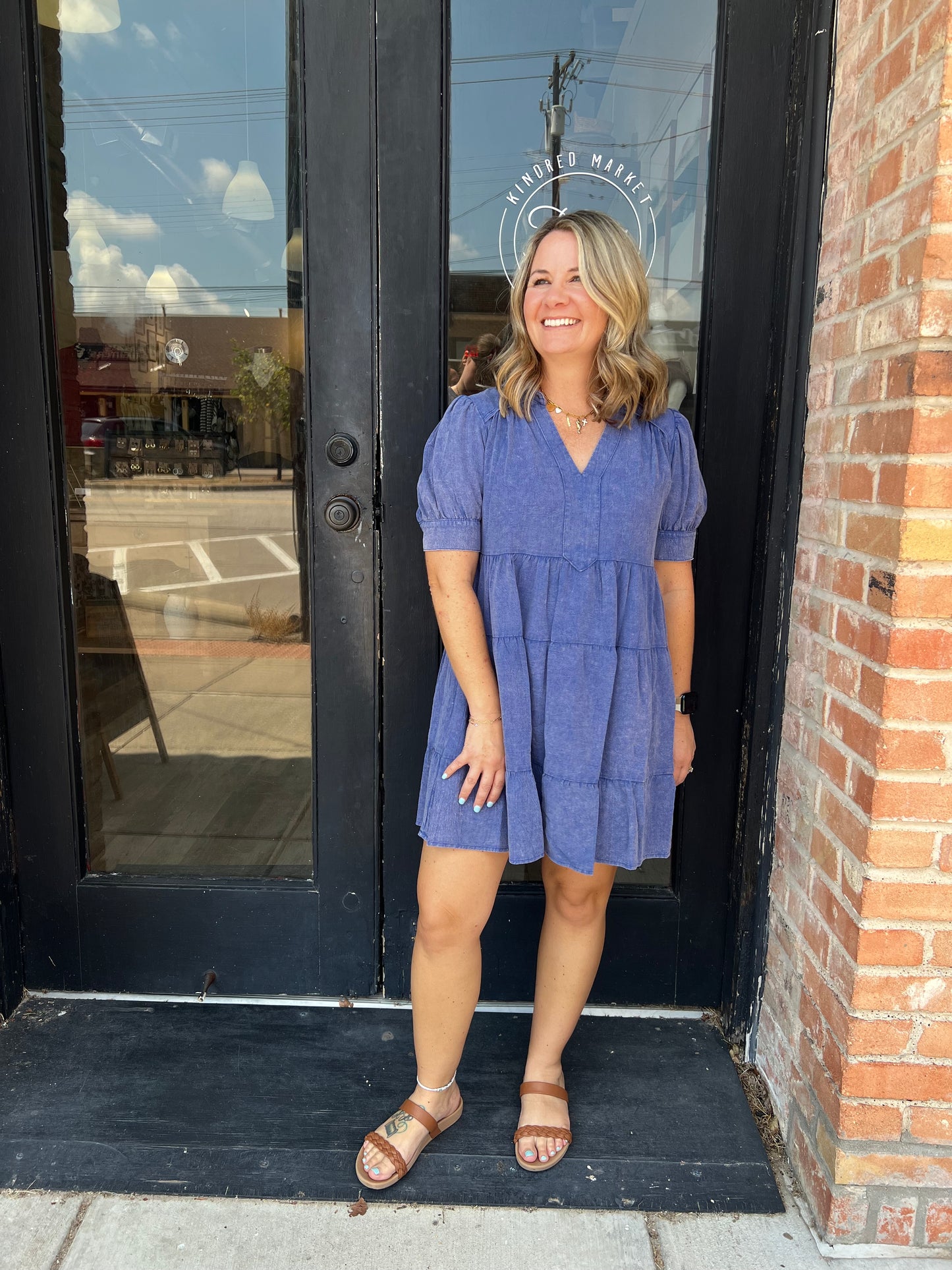 Rachel Denim Tiered Mini Dress