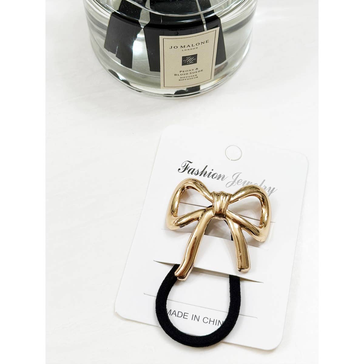 Gold Metal Bow Ponytail Holder