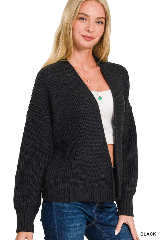 Mandy Black Open Short Sweater Cardigan