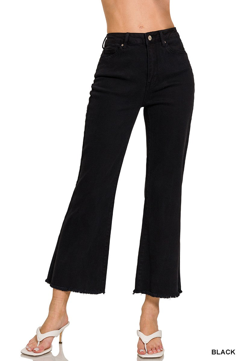 Vivian Black High Washed Frayed Hem Bootcut Pants