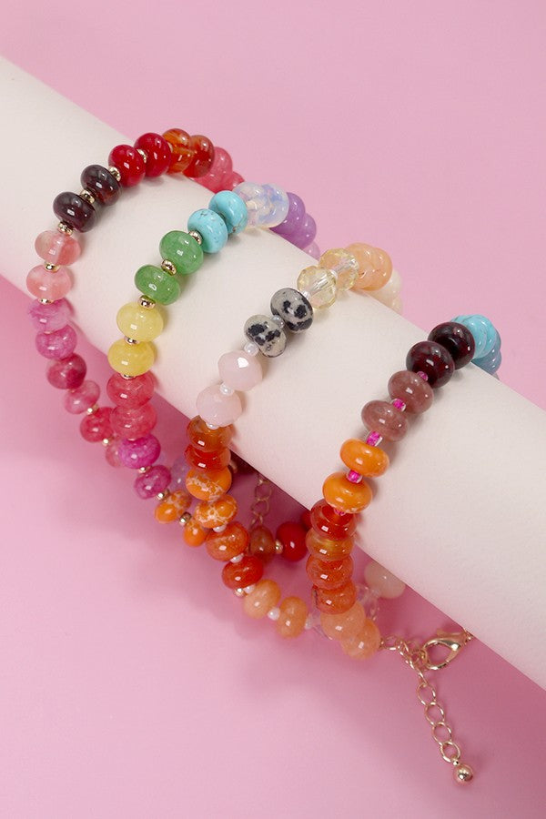 Natural Agate Glass Bead Bracelet