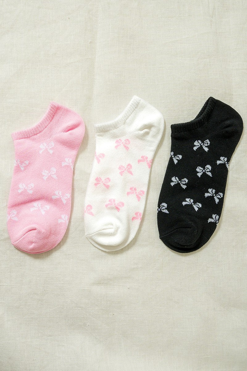 Bow Printed Ankle Sock