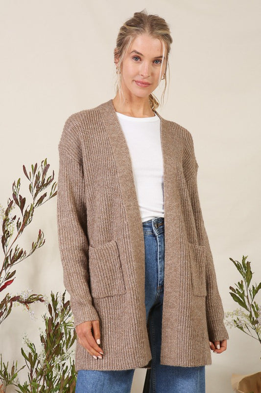 Victoria Mocha Midi Cardigan w/ Pockets