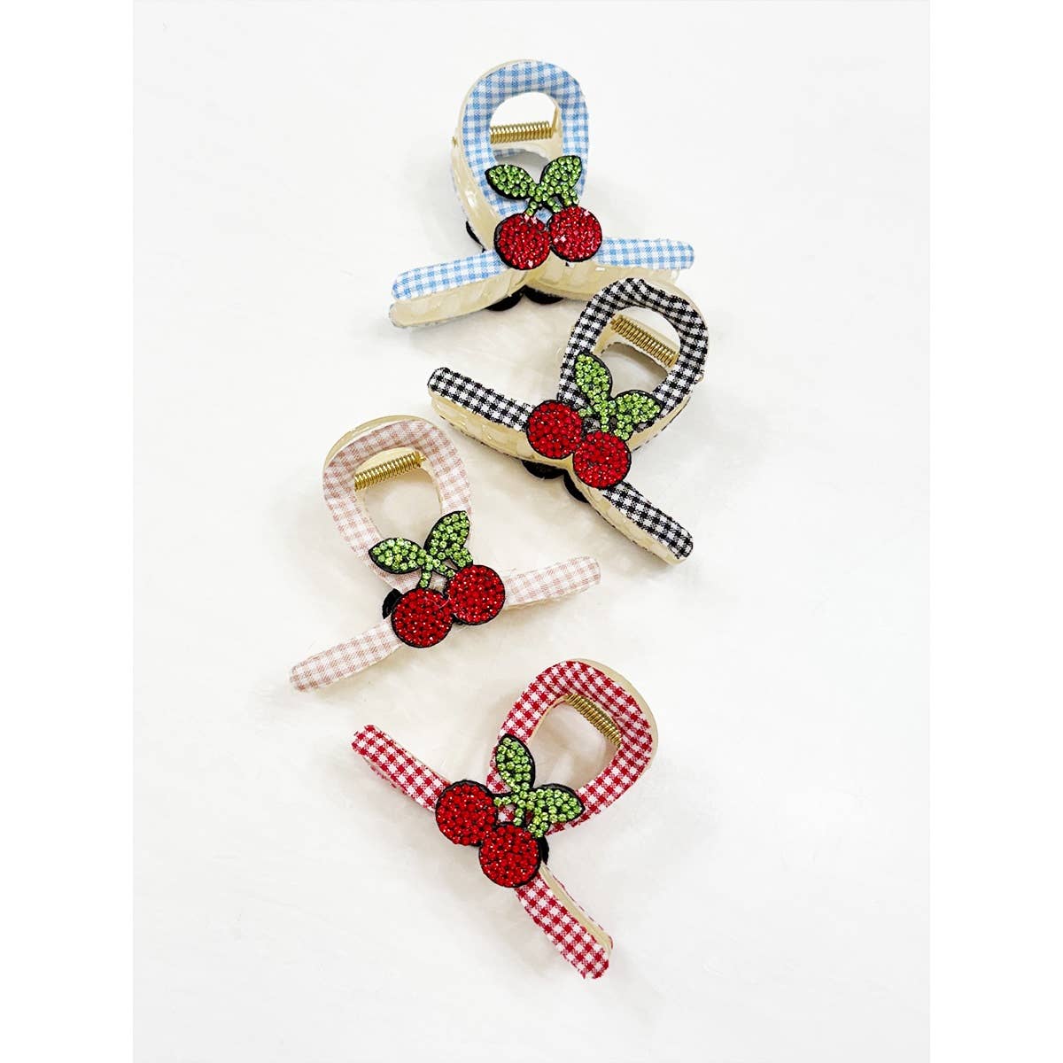 Cherry Patch on Gingham Fabric Hair Claw