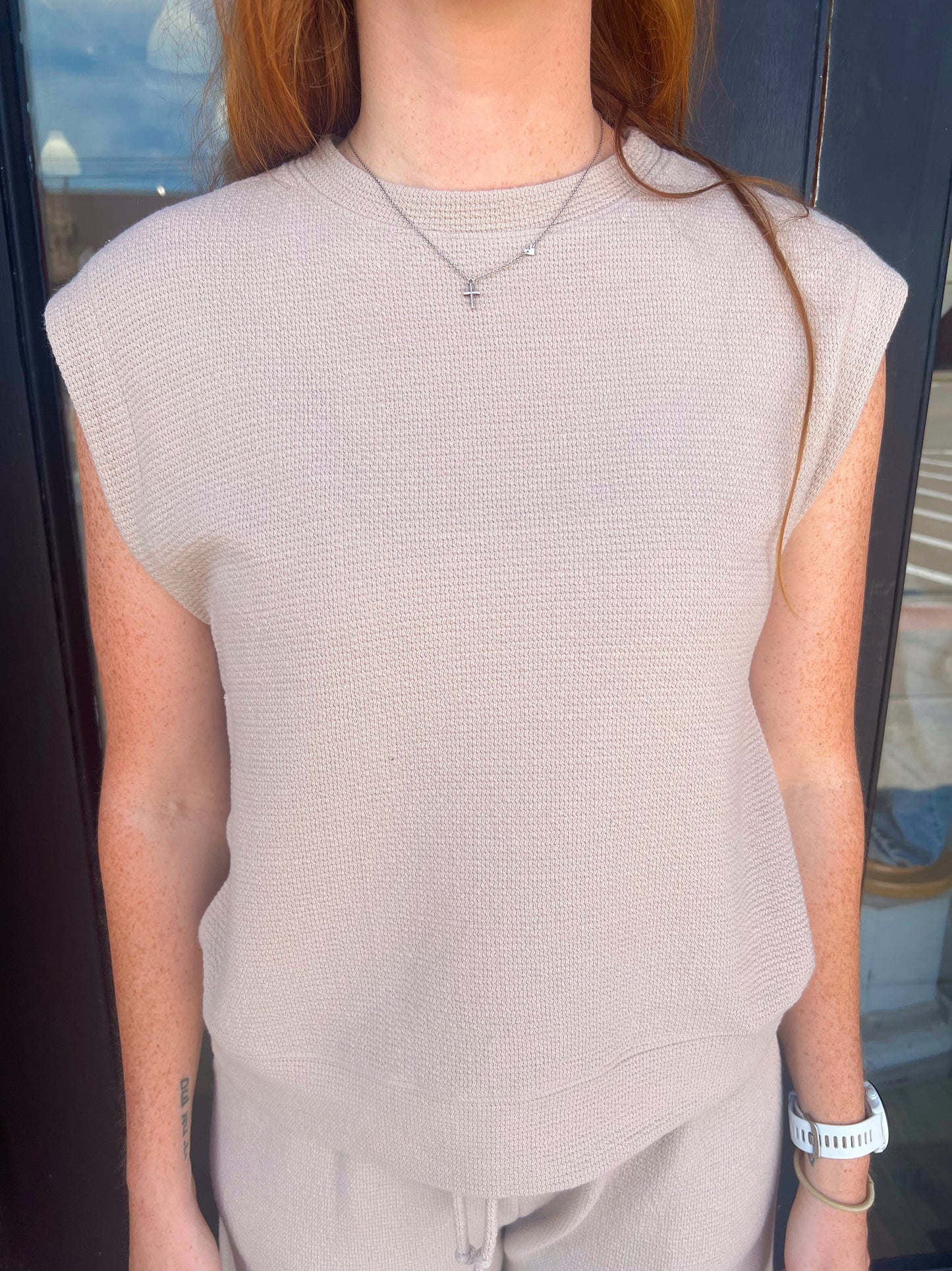 Oakley Taupe Knit Round Neck Muscle Tee