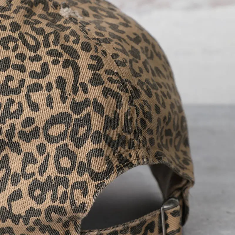 Leopard Distressed Cotton Baseball Cap