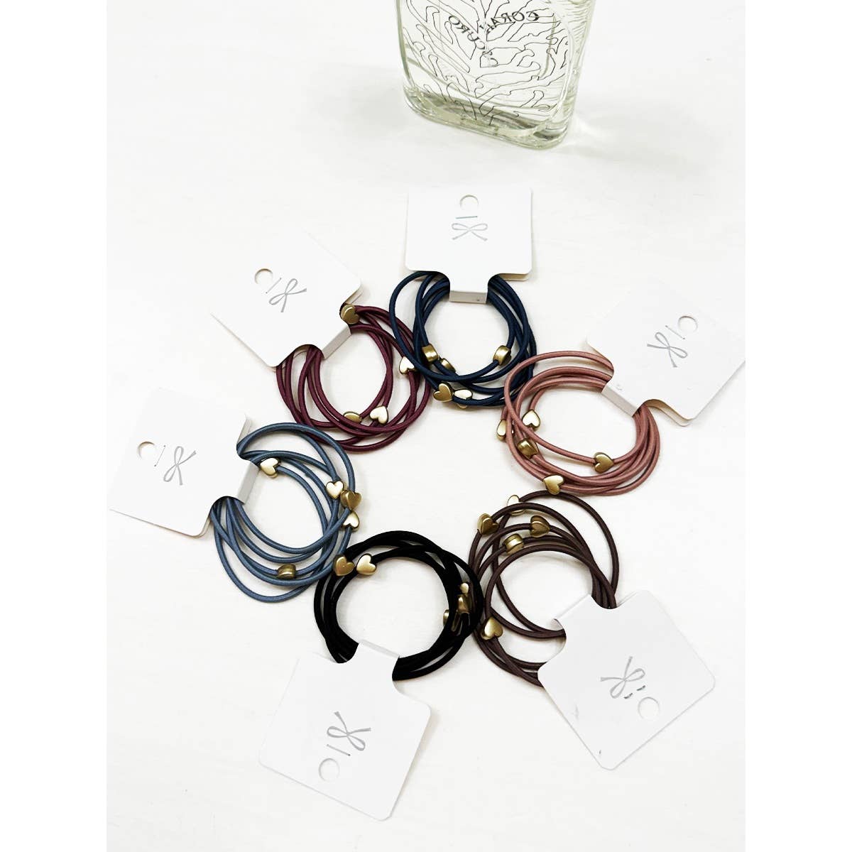 Love and Repeat Heart Beaded Basic Hair Tie Set