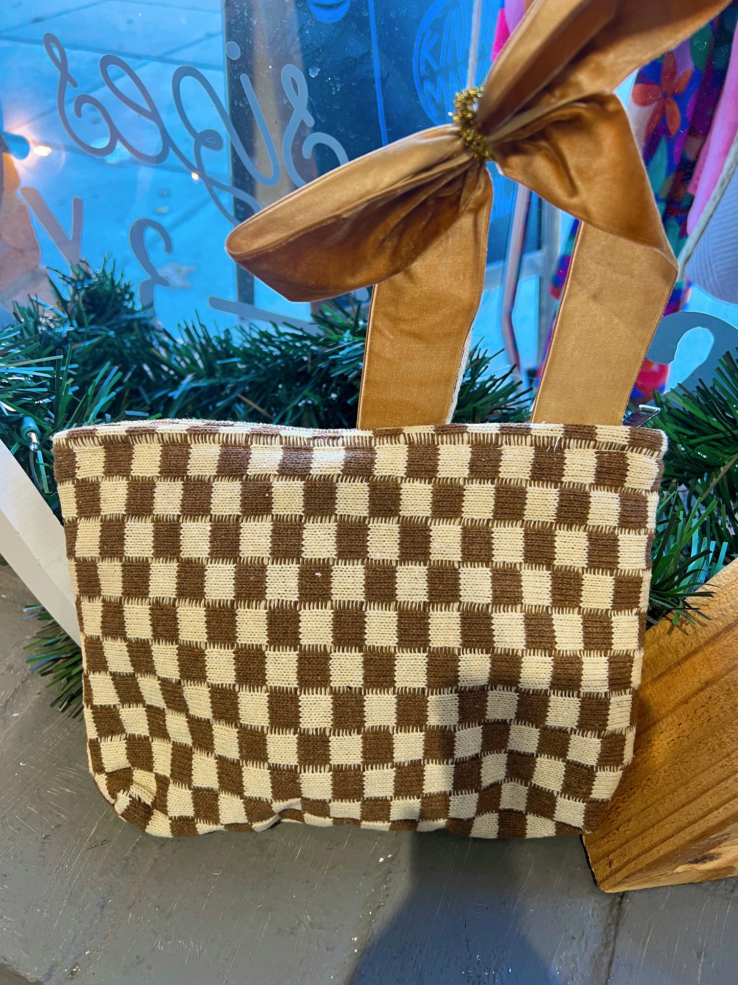 Checkered Cosmetic Bag