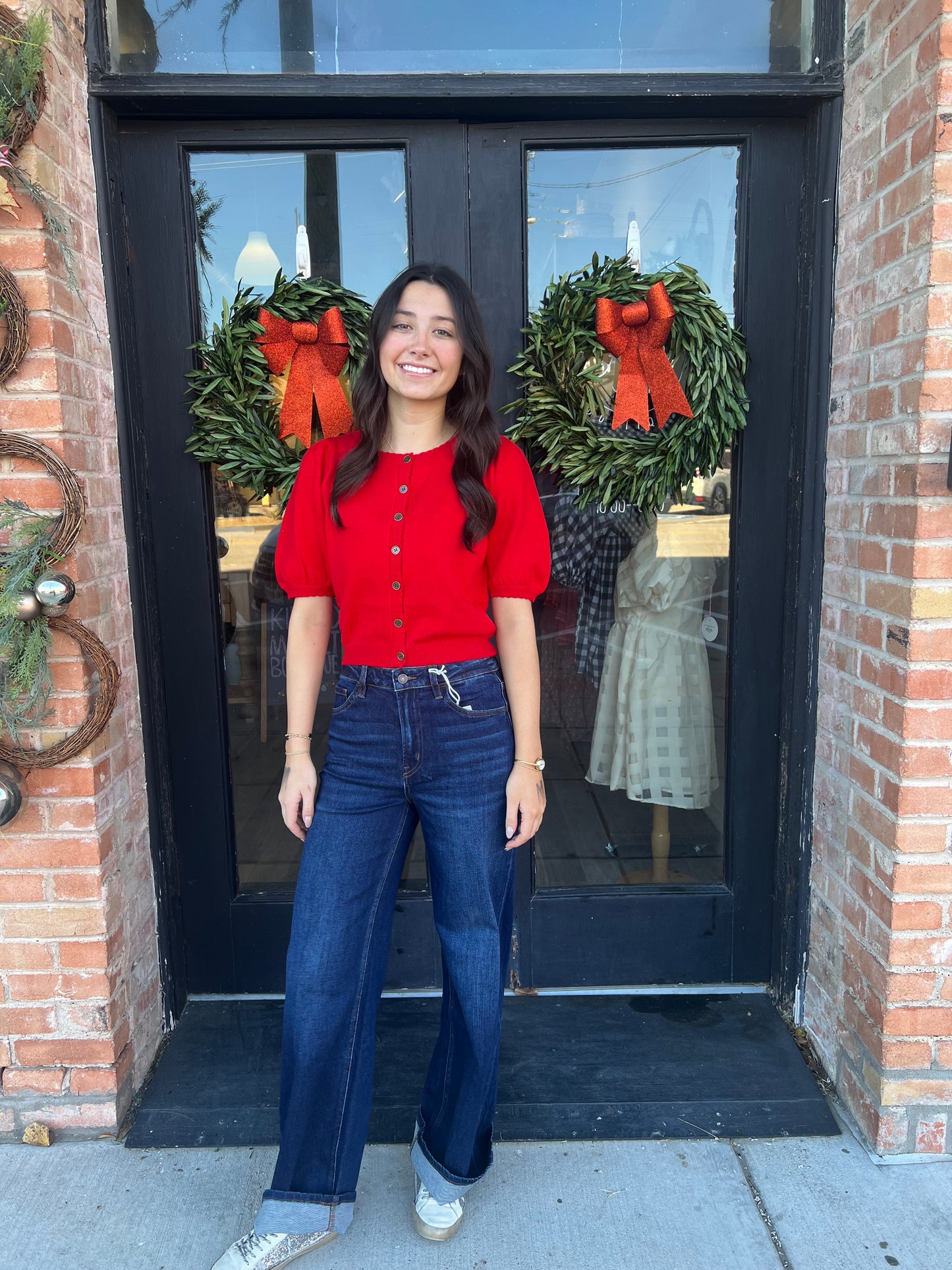 Ruby Red Short Sleeve Cardigan