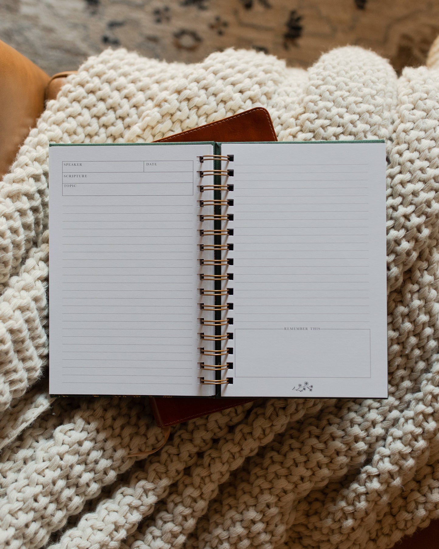 Sermon Notes Journal Green Floral