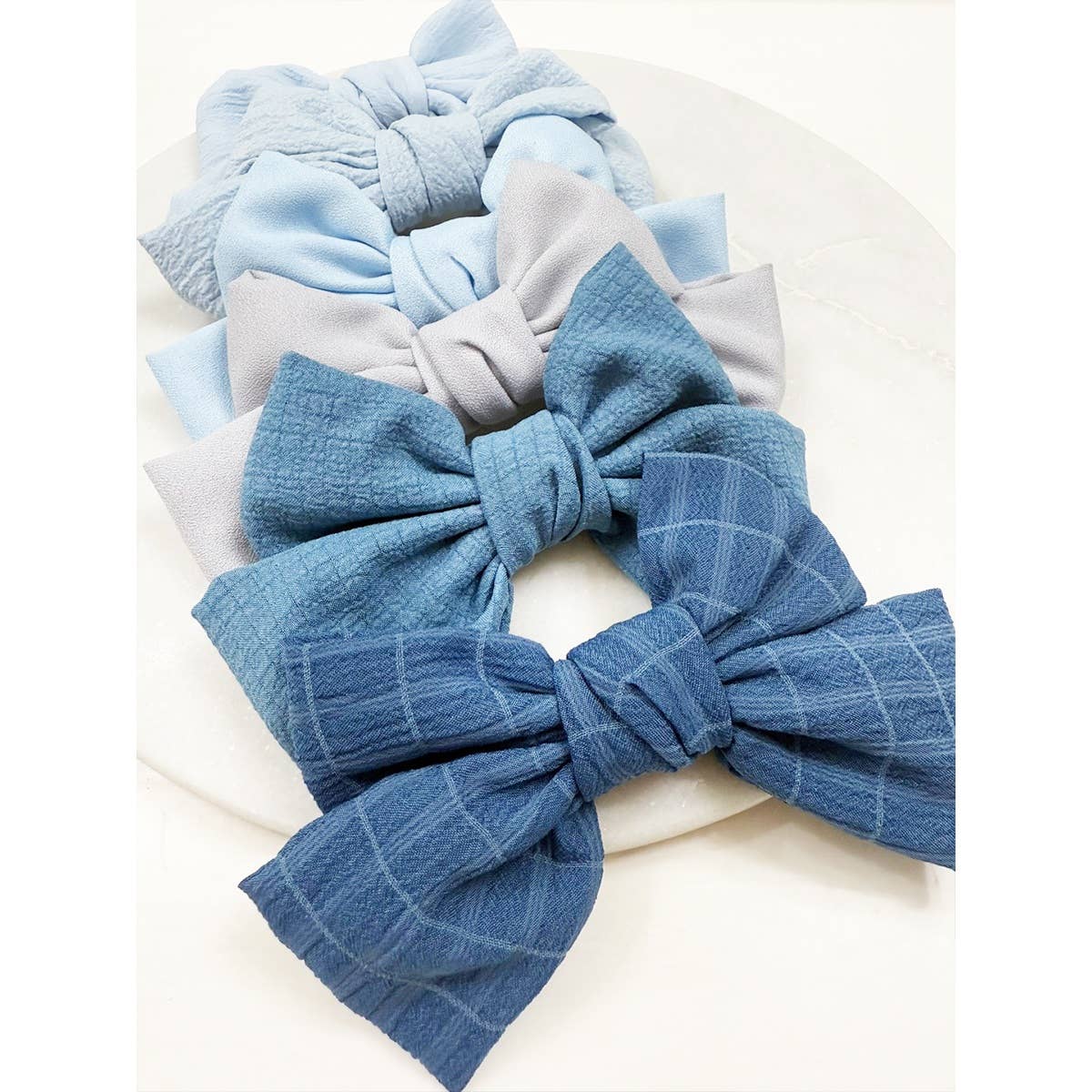 Blue Shade Double Layer  Bow Hair Clips