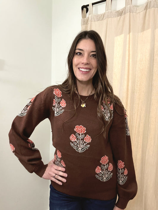 Lily Floral Knit Sweater