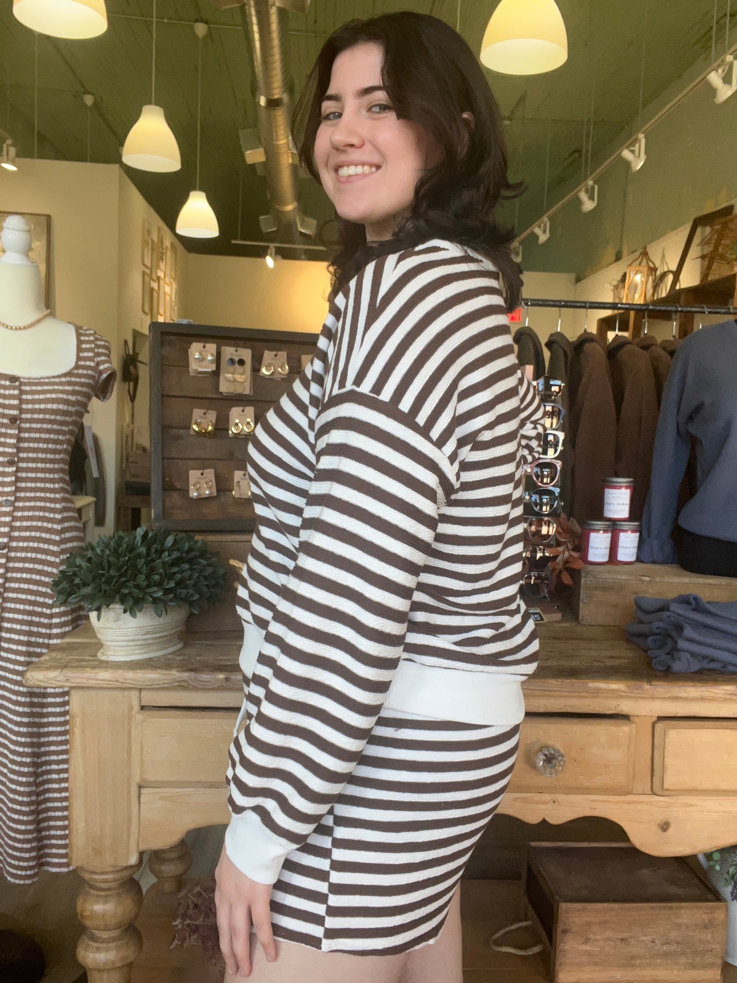 Talia Stripe Longsleeve Sweatshirt - Set Top