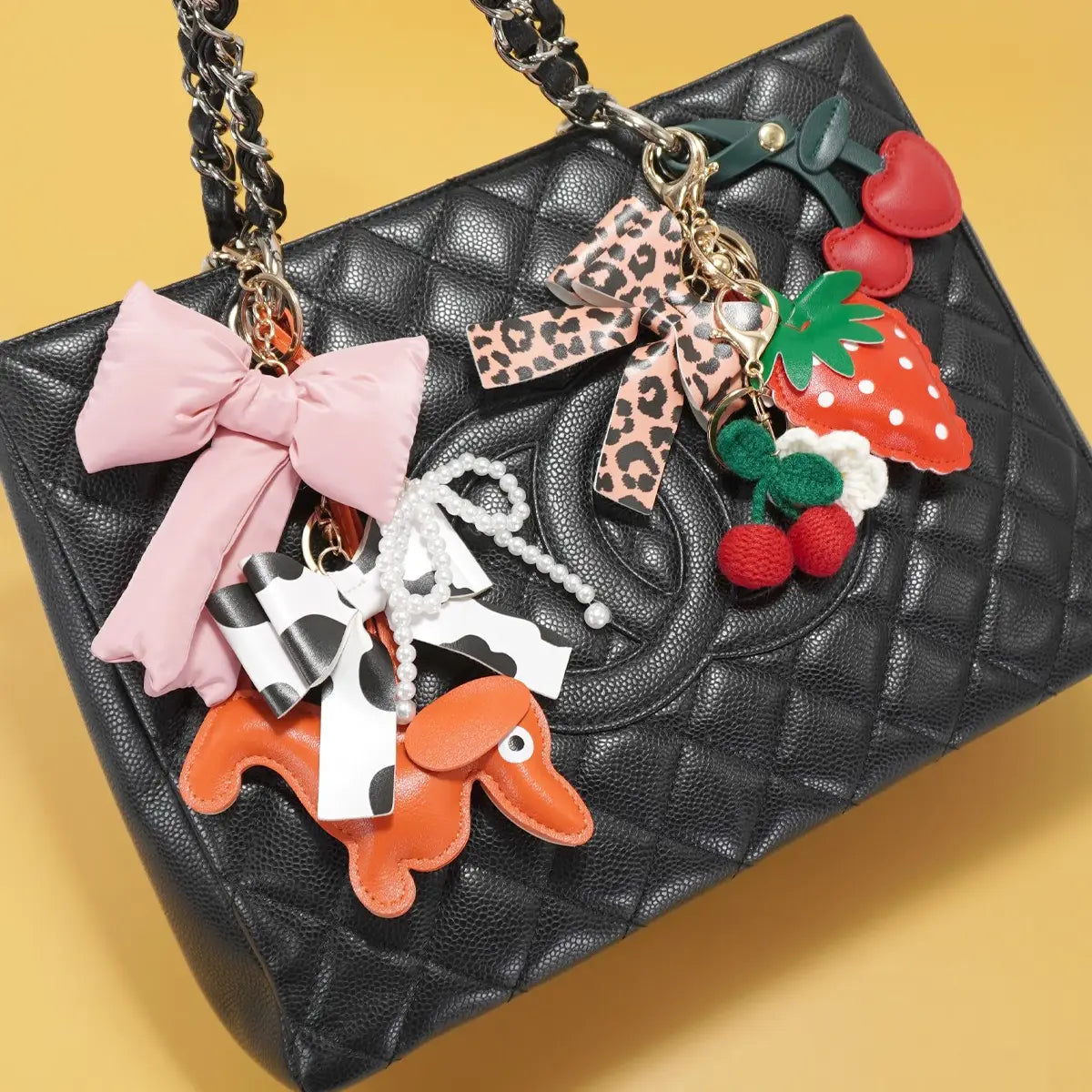 Trending Puffy Bow Ribbon Bag Charm Keychain