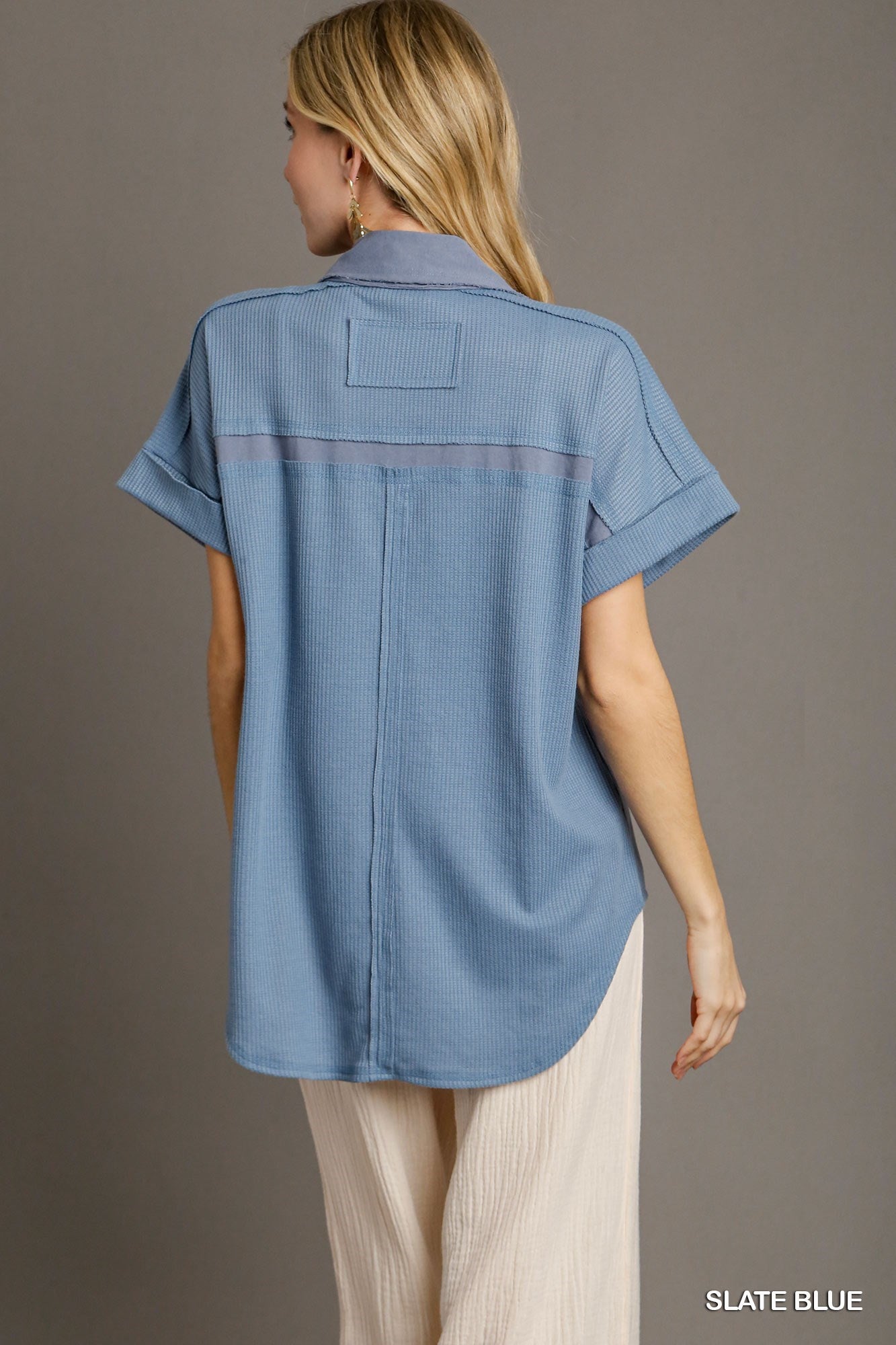 Summer Waffle Knit Button Down