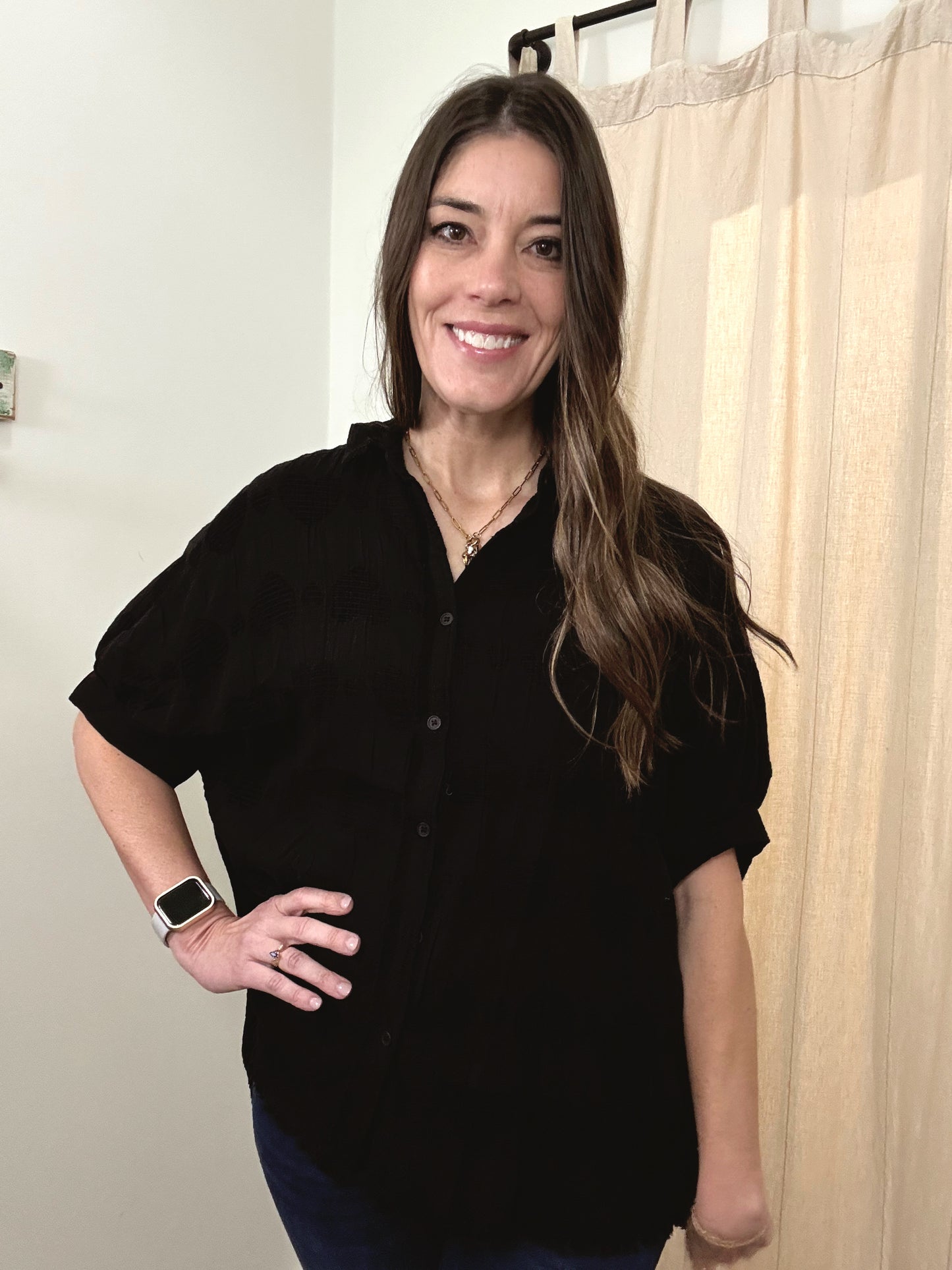 Juno Jacquard Heart Collared Top