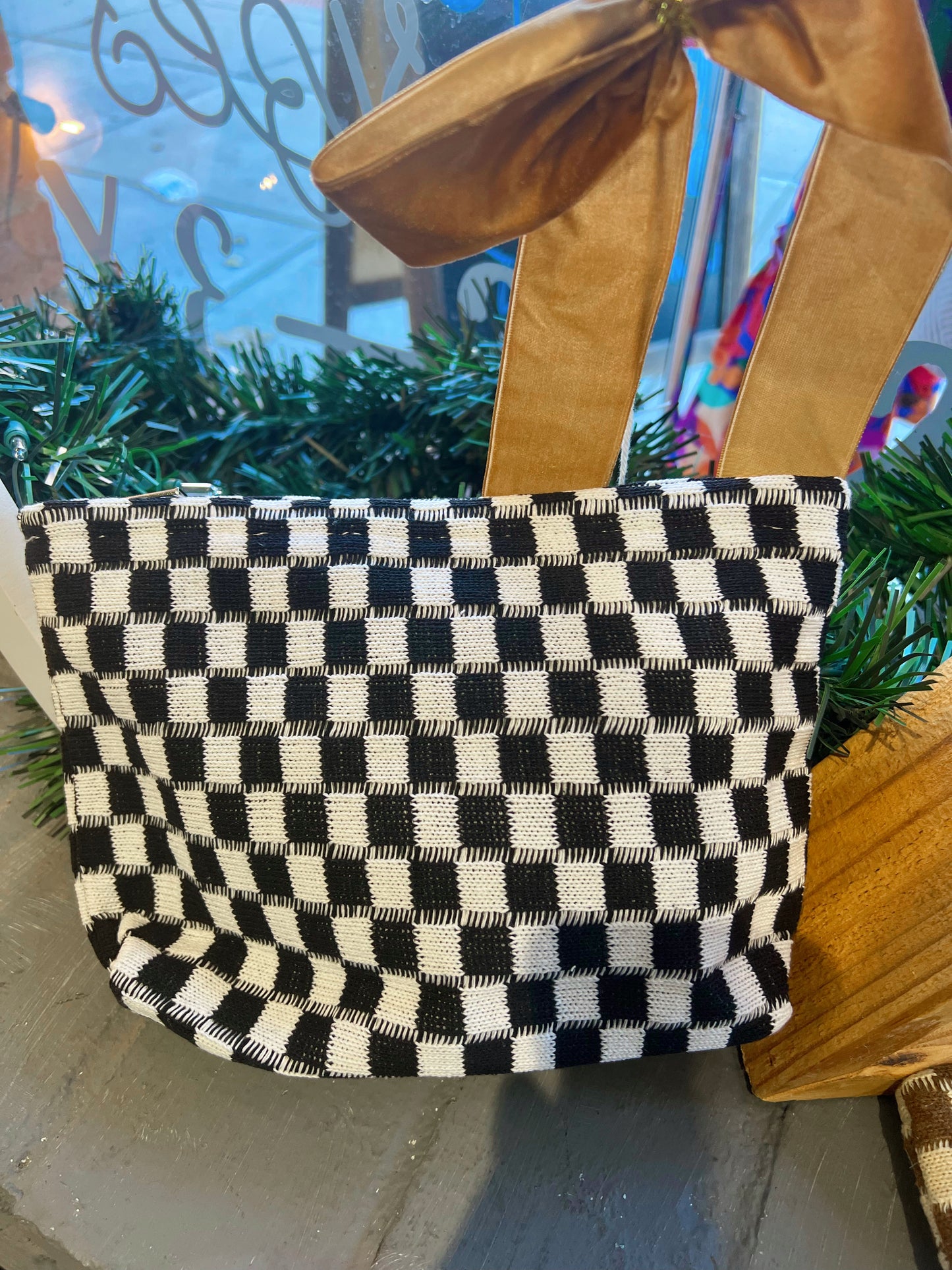 Checkered Cosmetic Bag