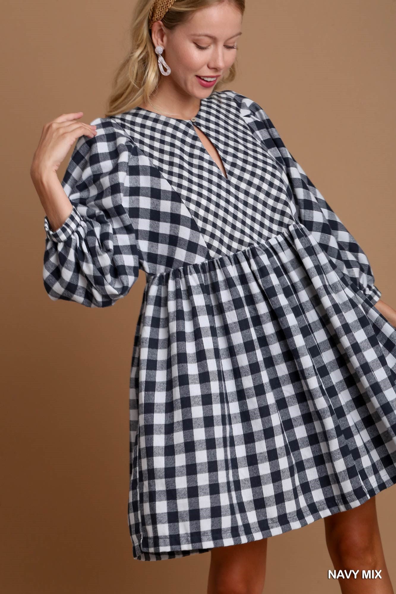 Holli Plaid Babydoll Mini Dress