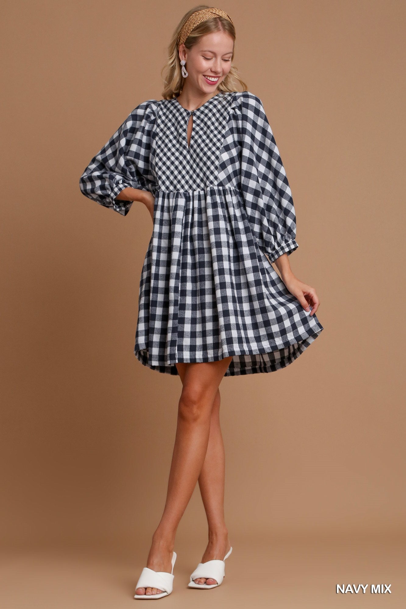 Holli Plaid Babydoll Mini Dress