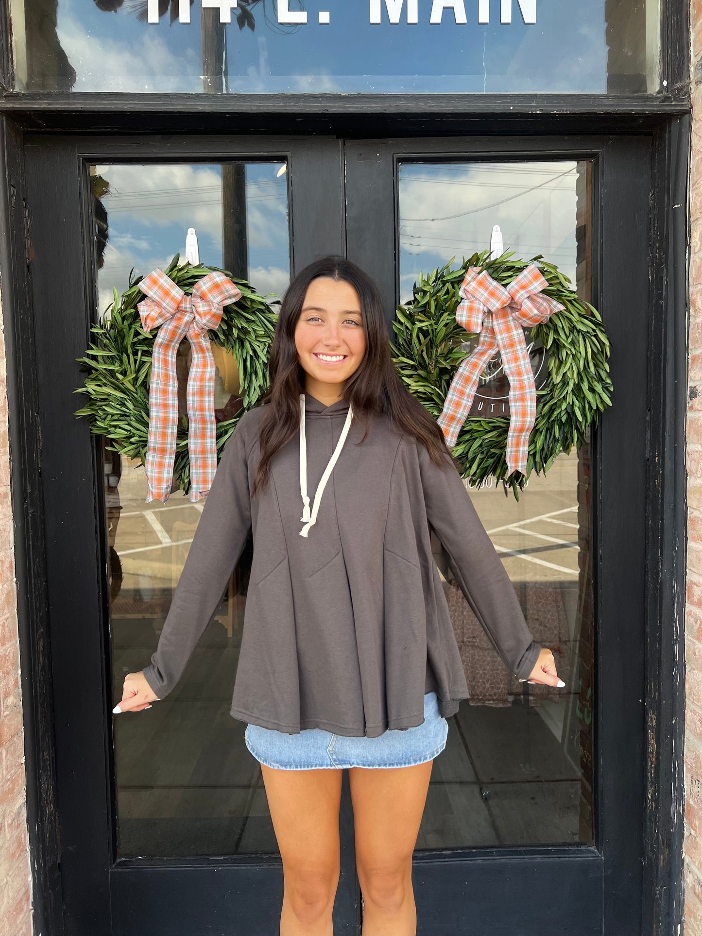 Dorcas Charcoal Pleated Hoodie