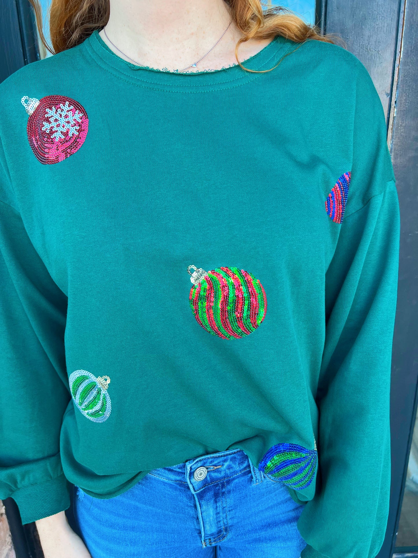 Asha Green Ornament Crewneck