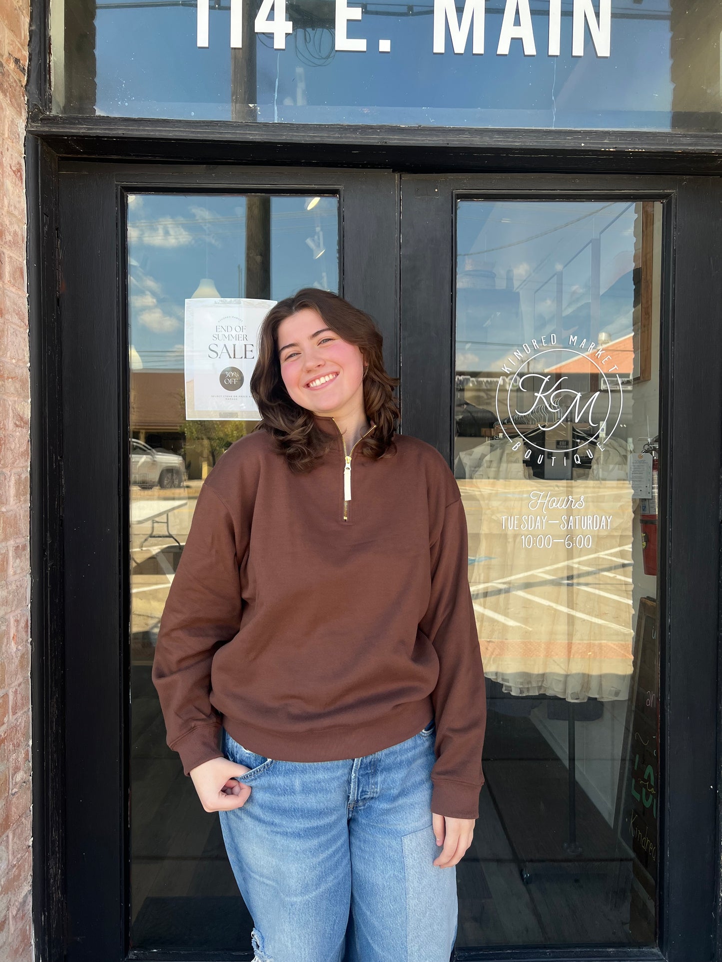 Sofia Plus Brown Quarter Zip Jacket